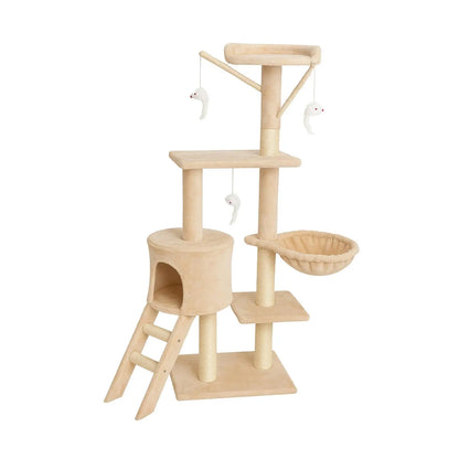 Cat Scratching Tree with Tower, Cozy House, Hammock, and Toys – Durable Sisal Posts for Nail Care, Compact Multi-use Design for Cats, Easy Assembly by Cottecota