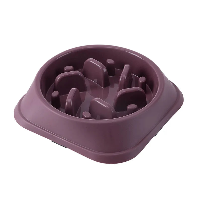Pet Cat Dog Slow Feeder Bowl: Helps Fat Pets Eat Healthily. Round, Anti-Choking, Thickened, Non-Slip. Multiple Colors & Shapes.