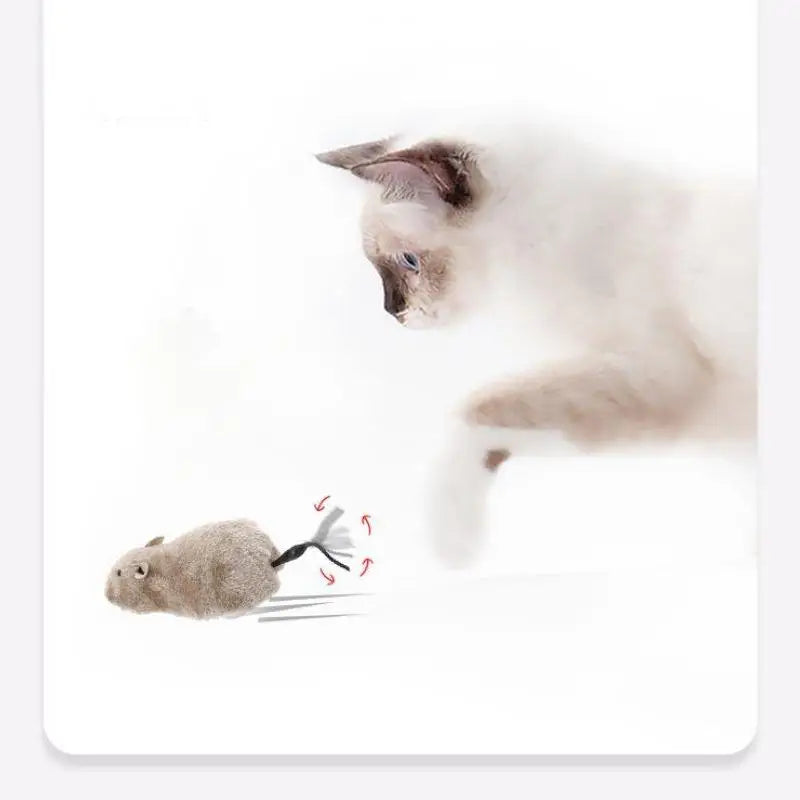 Funny Lifelike Plush Mouse Running Rat Toy for Cats Dogs