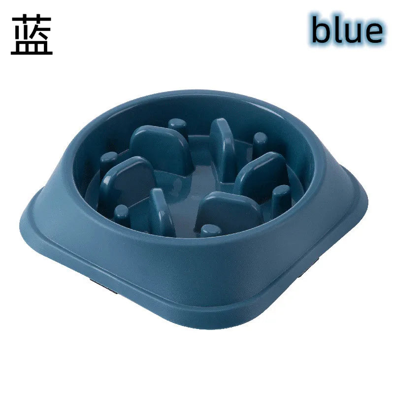 Pet Cat Dog Slow Feeder Bowl: Helps Fat Pets Eat Healthily. Round, Anti-Choking, Thickened, Non-Slip. Multiple Colors & Shapes.