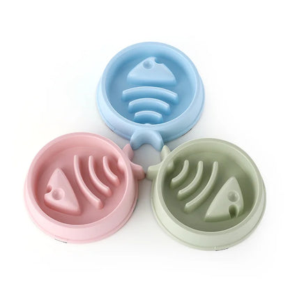 Pet Cat Dog Slow Feeder Bowl: Helps Fat Pets Eat Healthily. Round, Anti-Choking, Thickened, Non-Slip. Multiple Colors & Shapes.