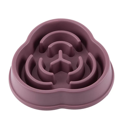 Pet Cat Dog Slow Feeder Bowl: Helps Fat Pets Eat Healthily. Round, Anti-Choking, Thickened, Non-Slip. Multiple Colors & Shapes.