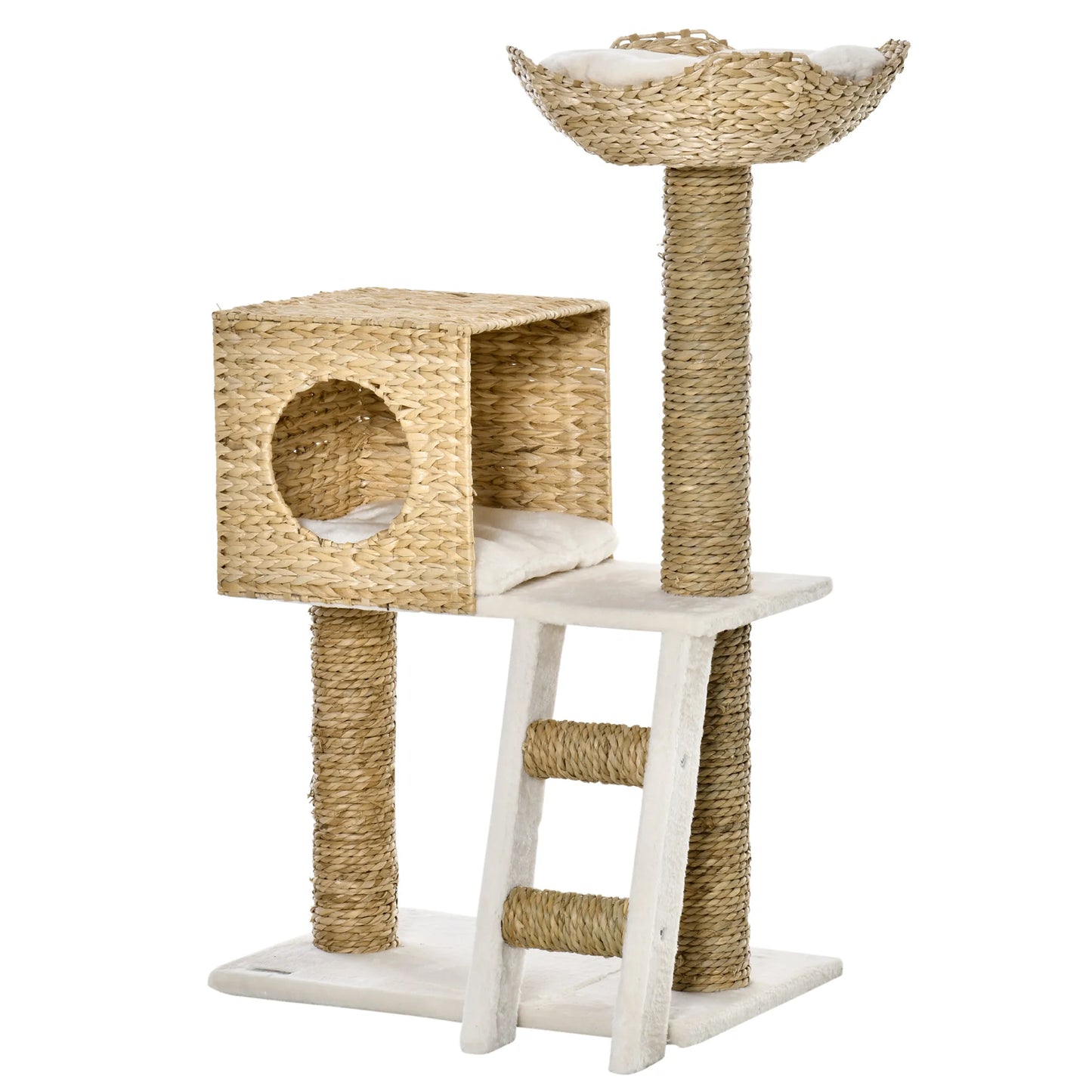 Pawhut Scratching Tree for Medium Cats, 100.5cm Height with Cave Top Bed