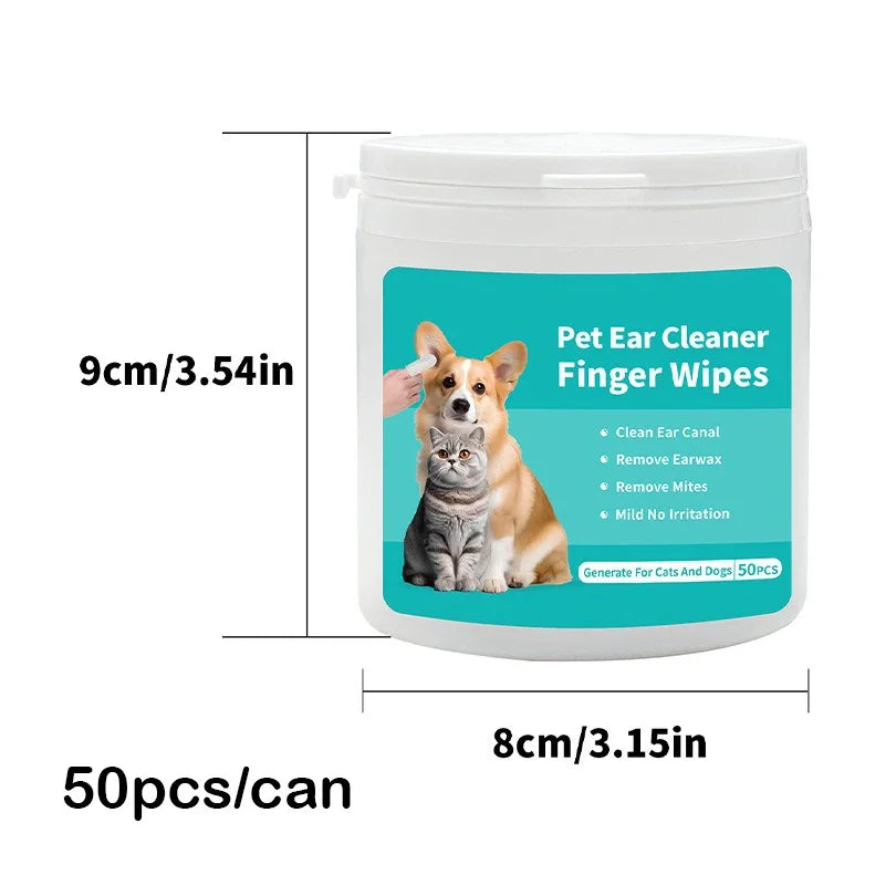 50 PCS Pet Cleaning Products  Ear Cleaning Wipes