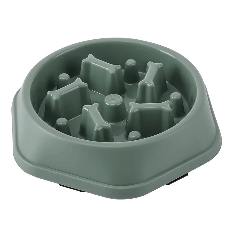 Pet Cat Dog Slow Feeder Bowl: Helps Fat Pets Eat Healthily. Round, Anti-Choking, Thickened, Non-Slip. Multiple Colors & Shapes.