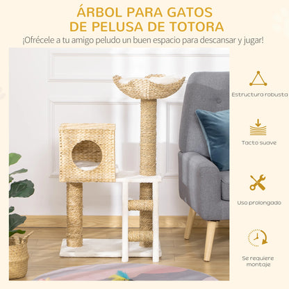 Pawhut Scratching Tree for Medium Cats, 100.5cm Height with Cave Top Bed
