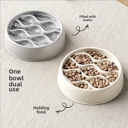 Cat Slow Feeder Bowl Large Capacity Thickened Slow Feeding Dish Durable PP Material Slow Feeder Bowl