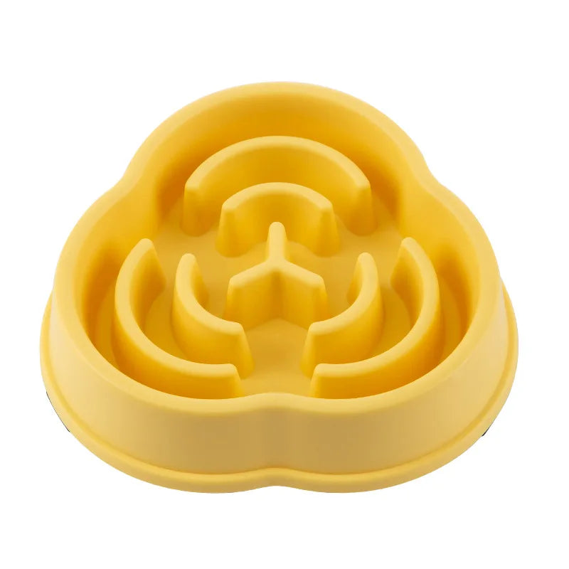 Pet Cat Dog Slow Feeder Bowl: Helps Fat Pets Eat Healthily. Round, Anti-Choking, Thickened, Non-Slip. Multiple Colors & Shapes.
