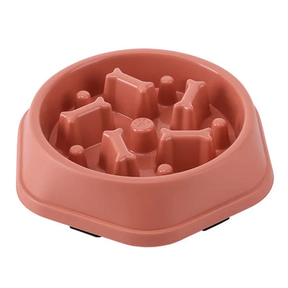 Pet Cat Dog Slow Feeder Bowl: Helps Fat Pets Eat Healthily. Round, Anti-Choking, Thickened, Non-Slip. Multiple Colors & Shapes.