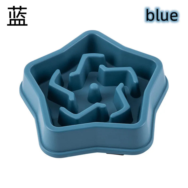 Pet Cat Dog Slow Feeder Bowl: Helps Fat Pets Eat Healthily. Round, Anti-Choking, Thickened, Non-Slip. Multiple Colors & Shapes.