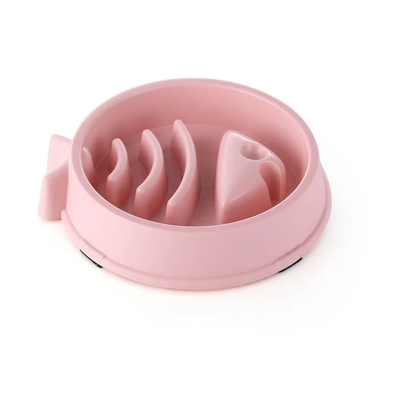 Pet Cat Dog Slow Feeder Bowl: Helps Fat Pets Eat Healthily. Round, Anti-Choking, Thickened, Non-Slip. Multiple Colors & Shapes.