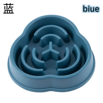 Pet Cat Dog Slow Feeder Bowl: Helps Fat Pets Eat Healthily. Round, Anti-Choking, Thickened, Non-Slip. Multiple Colors & Shapes.