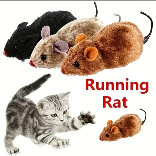 Funny Lifelike Plush Mouse Running Rat Toy for Cats Dogs