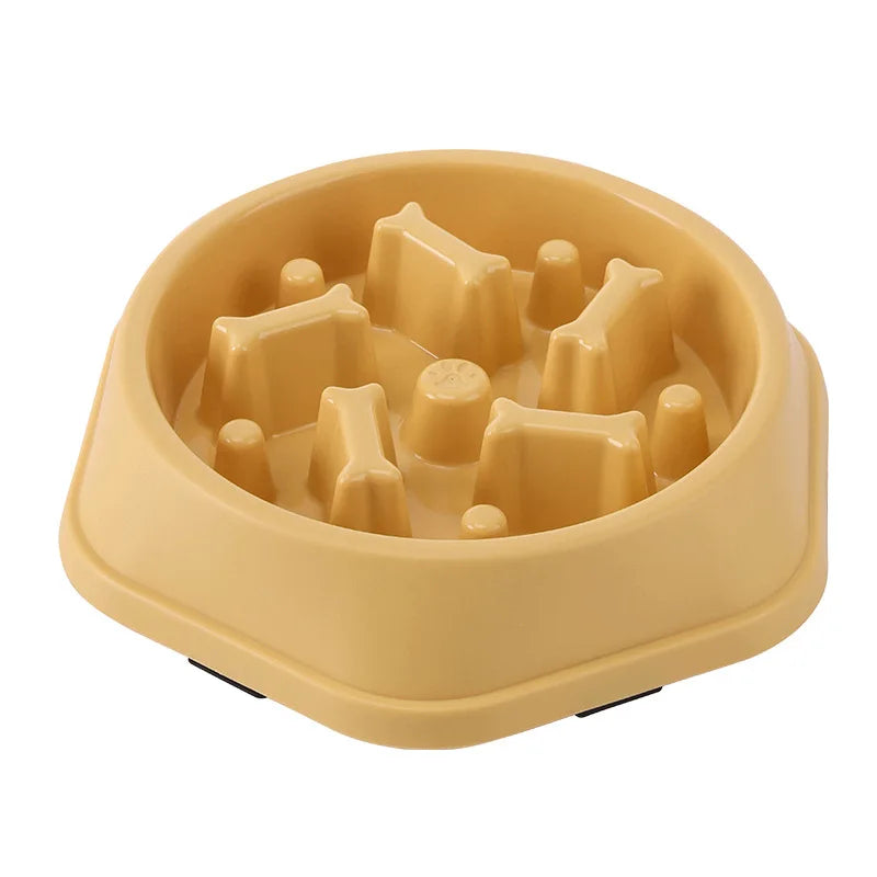 Pet Cat Dog Slow Feeder Bowl: Helps Fat Pets Eat Healthily. Round, Anti-Choking, Thickened, Non-Slip. Multiple Colors & Shapes.