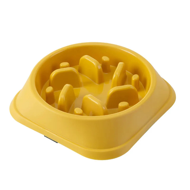 Pet Cat Dog Slow Feeder Bowl: Helps Fat Pets Eat Healthily. Round, Anti-Choking, Thickened, Non-Slip. Multiple Colors & Shapes.