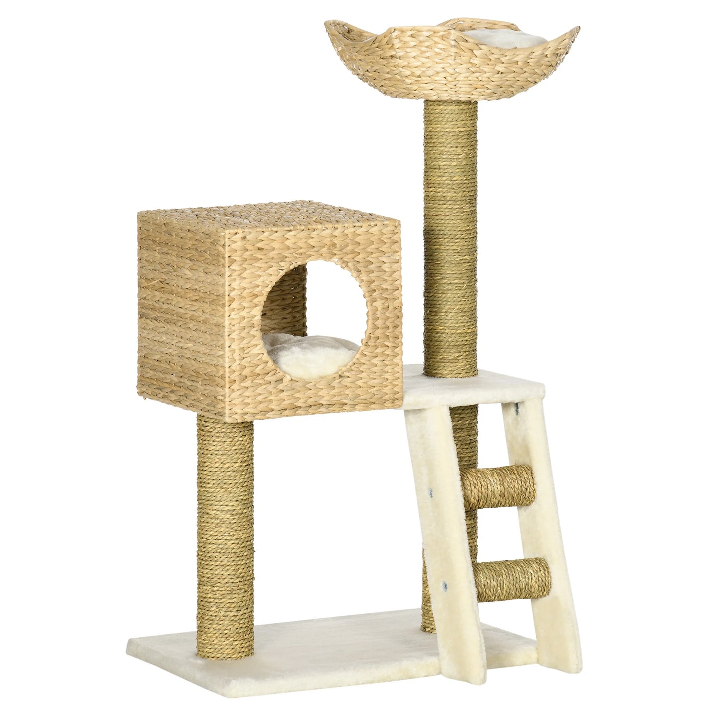 Pawhut Scratching Tree for Medium Cats, 100.5cm Height with Cave Top Bed