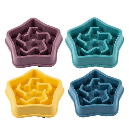 Pet Cat Dog Slow Feeder Bowl: Helps Fat Pets Eat Healthily. Round, Anti-Choking, Thickened, Non-Slip. Multiple Colors & Shapes.