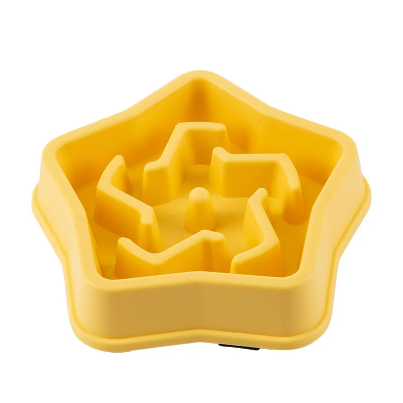 Pet Cat Dog Slow Feeder Bowl: Helps Fat Pets Eat Healthily. Round, Anti-Choking, Thickened, Non-Slip. Multiple Colors & Shapes.